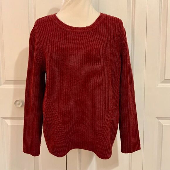 Harper Heritage Maroon Red Knit Long Sleeve Tie Back Sweater Medium - Picture 2 of 11